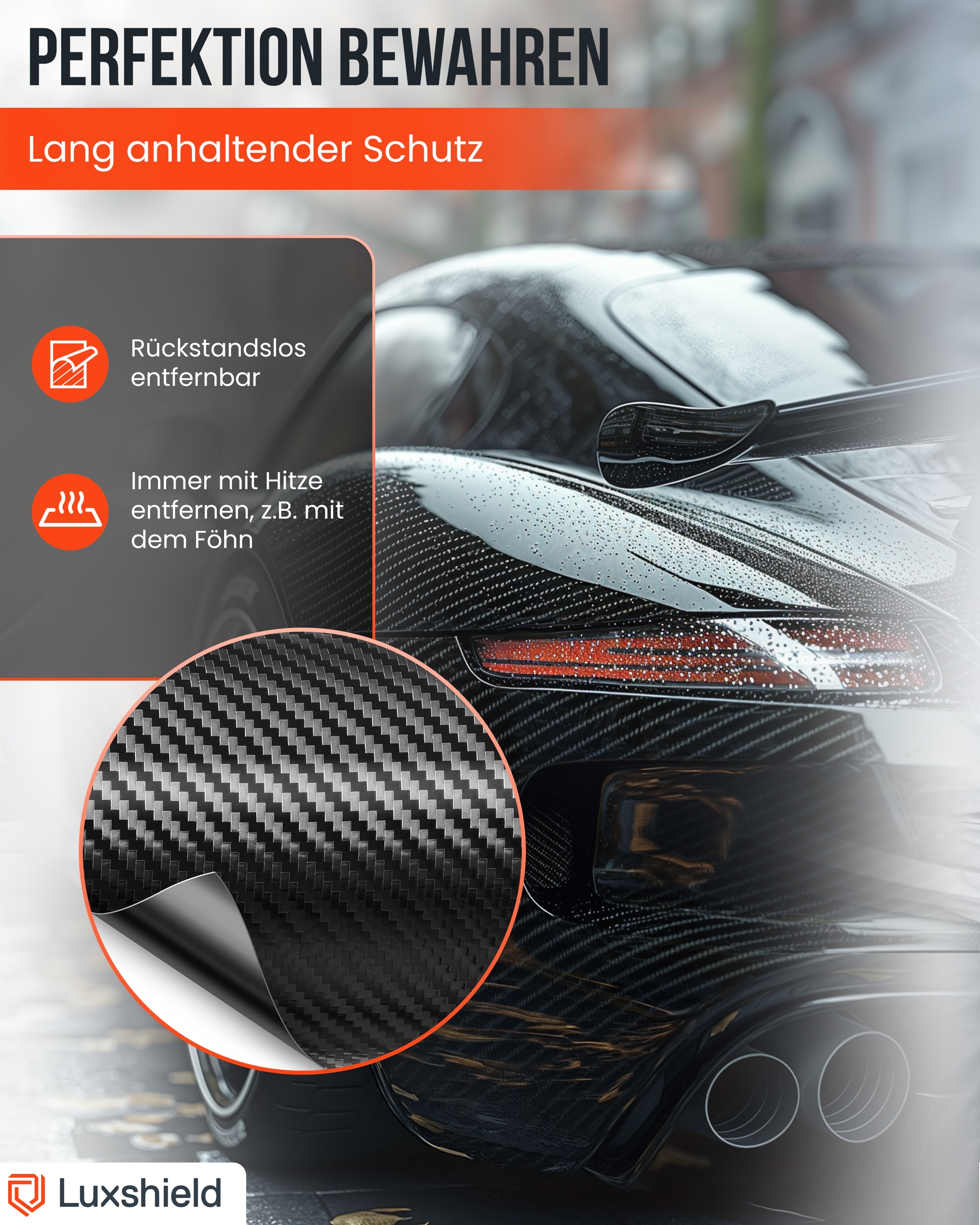 Lackschutzfolie Carbon Schwarz 12x100cm