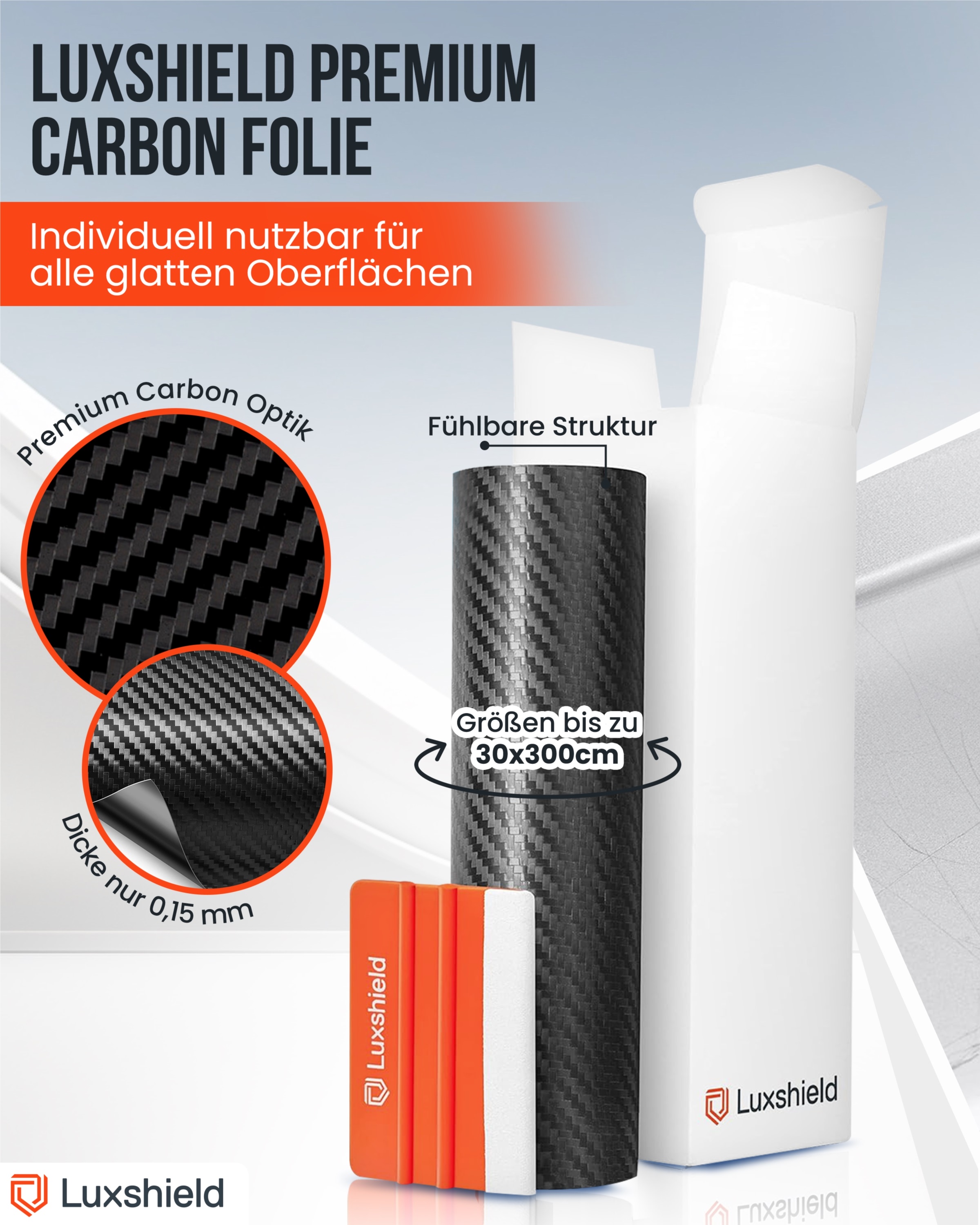 Lackschutzfolie Carbon Schwarz 12x100cm