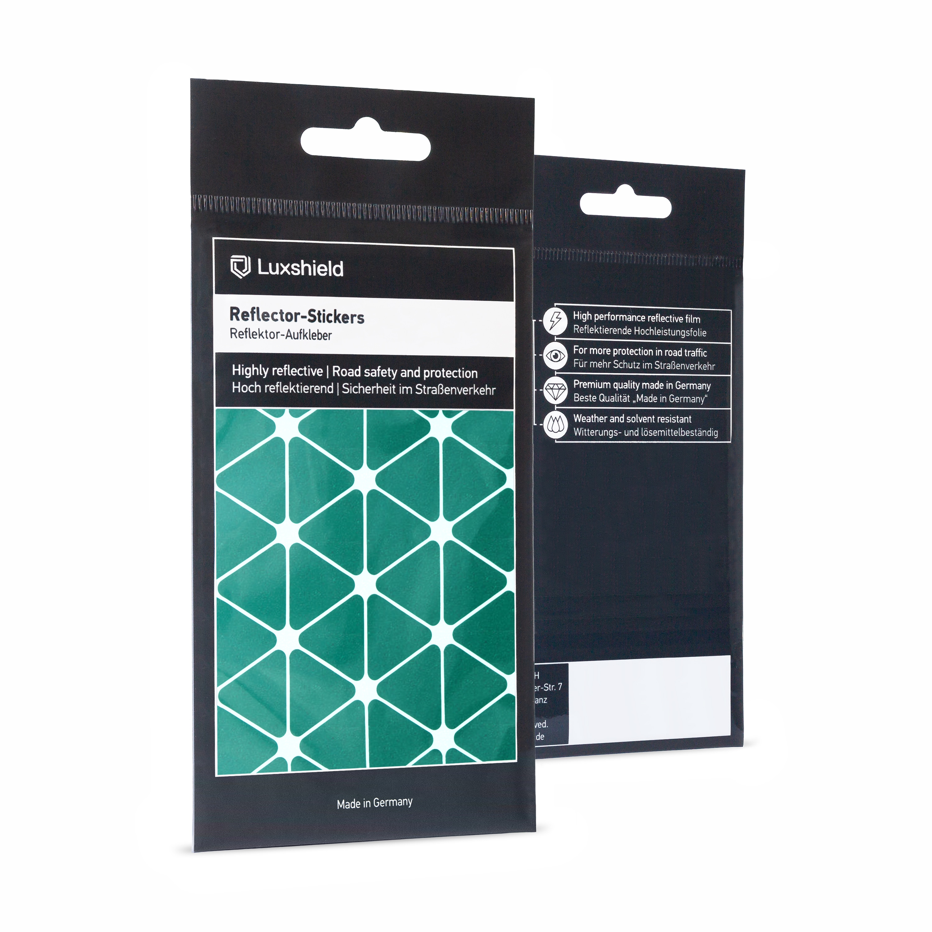 Set di adesivi con catarifrangenti - Triangoli piccoli - per bicicletta, scooter, carrozzina