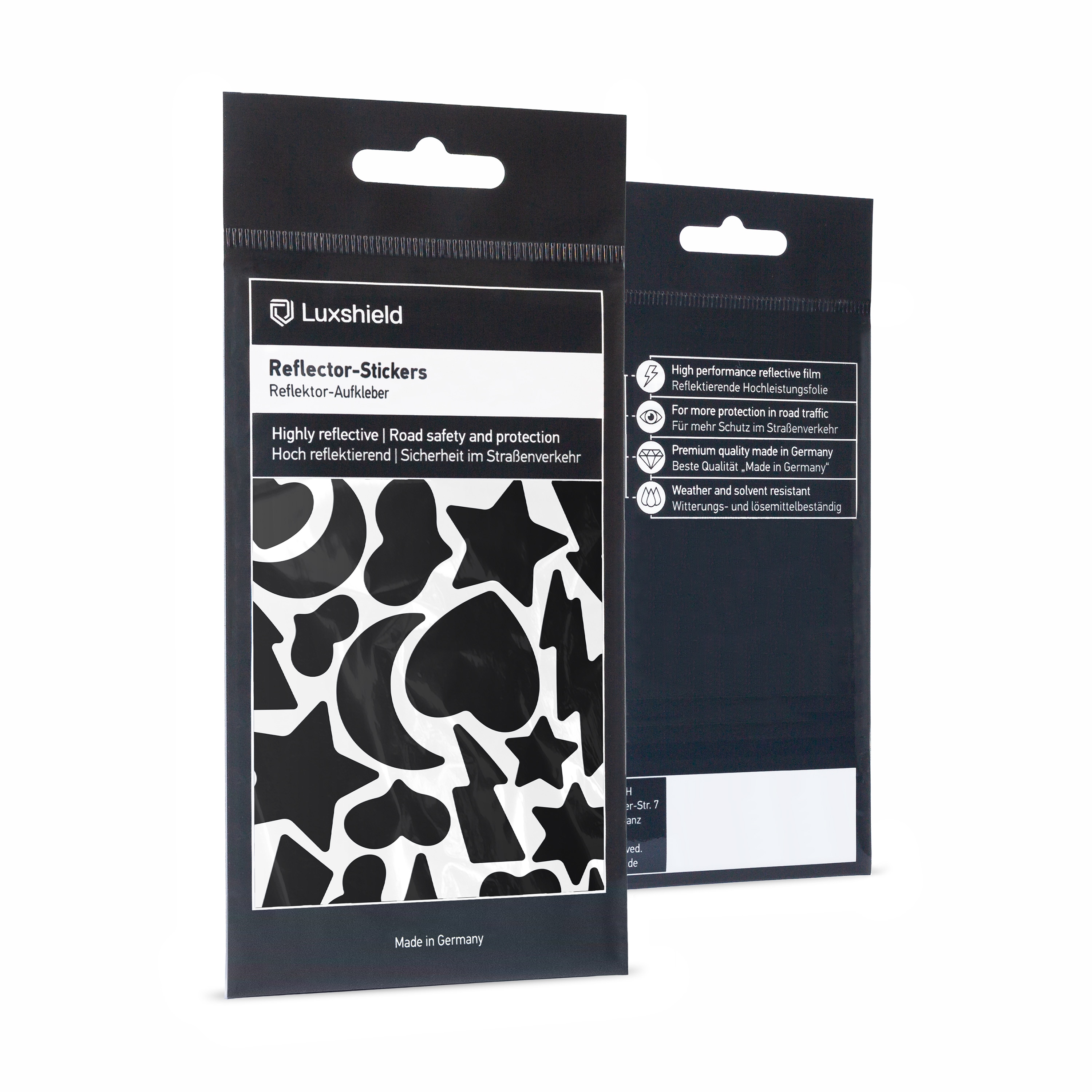 Set di adesivi con catarifrangenti - Cielo e cuori  - per bicicletta, scooter, carrozzina