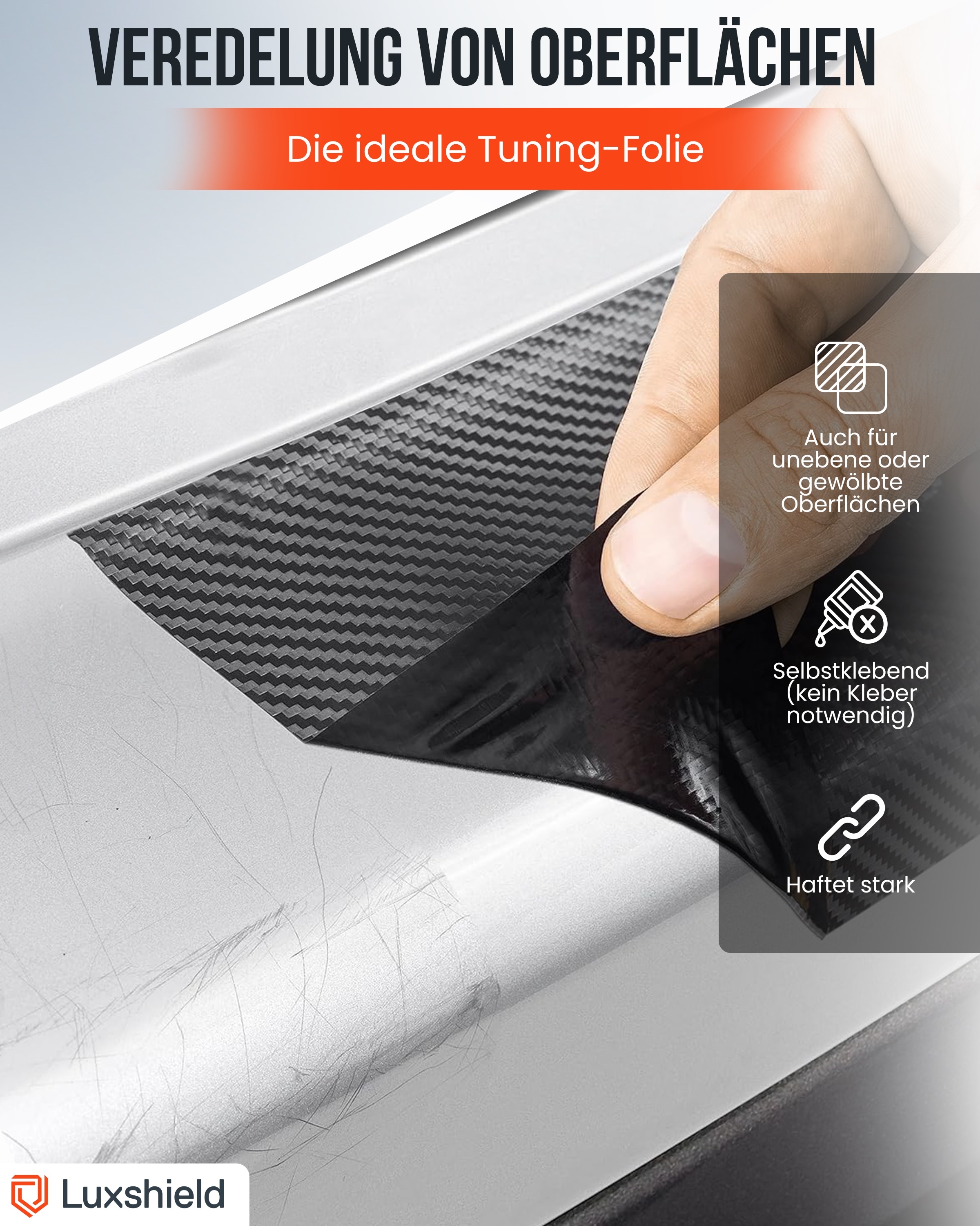 Lackschutzfolie Carbon Schwarz 12x100cm